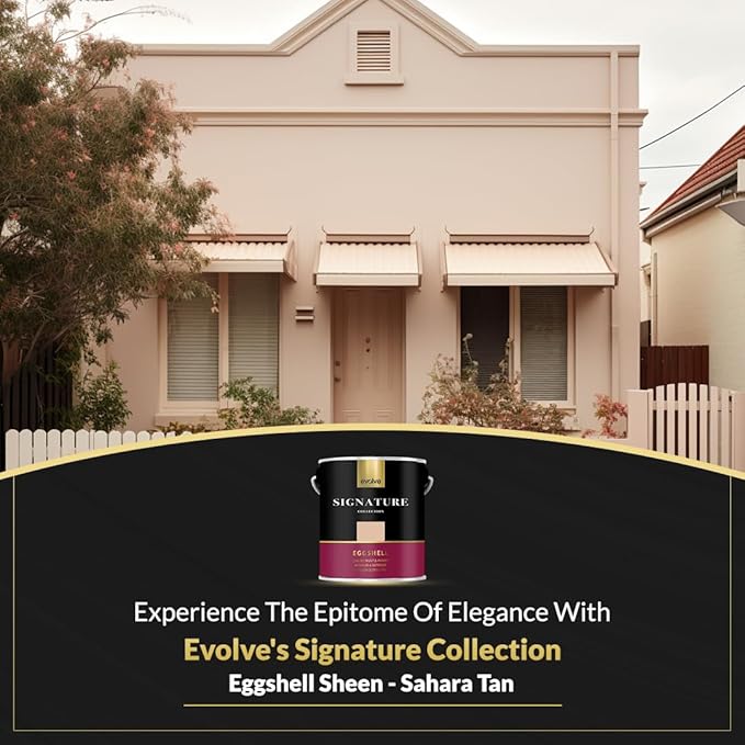 EVOLVE Signature Paint & Primer: Luxury Paint & Primer for Indoor & Outdoor Surfaces, Minimal Odor, Eggshell Sheen (Sahara Tan, 1 Gallon)