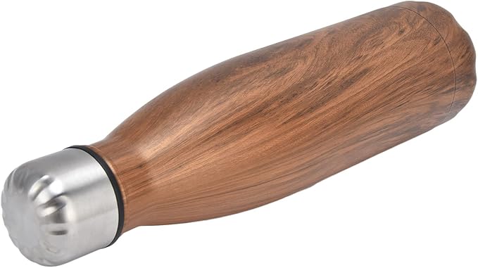 Thermal Flask, Water Bottles Durable Stainless Steel Double Wall Easy to for Camping Hiking Travel for School Outdoor Sports(Wood Grain)