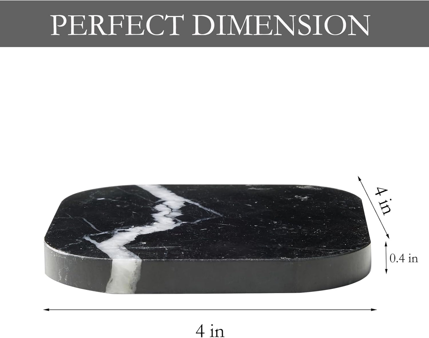 Italian 100% Marble Coasters – Set of 4 – Square Modern Bar Coasters for Drinks, Coffee –Stone Holder for Home Décor, Housewarming Gifts (Black Marquina)