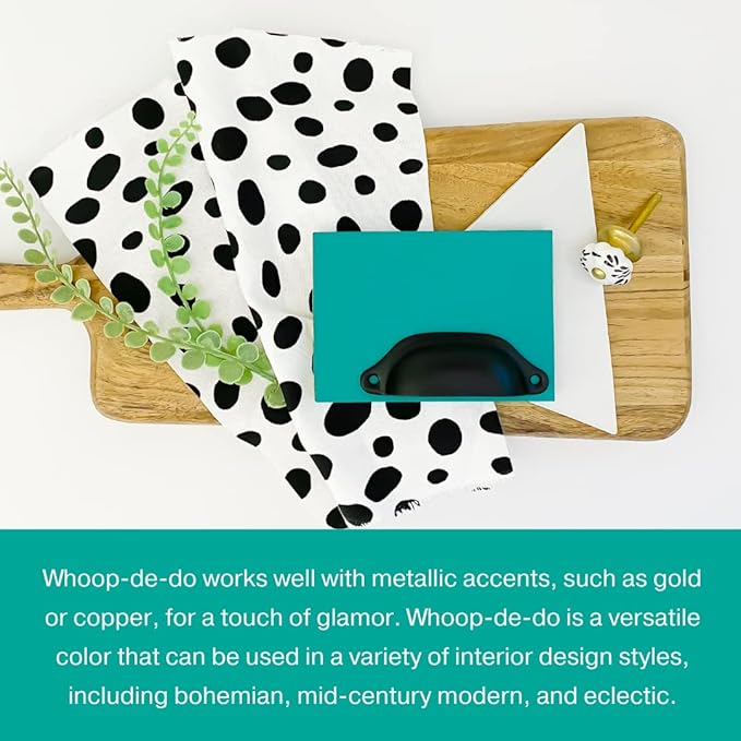 Country Chic All-in-One Chalk Paint for Furniture, Cabinets, Home Decor, Eco-Friendly, Matte Finish, Built-In Primer & Top Coat for Wood, Metal - Whoop-de-do (Bright Teal) - Pint 16 oz (475 ml)