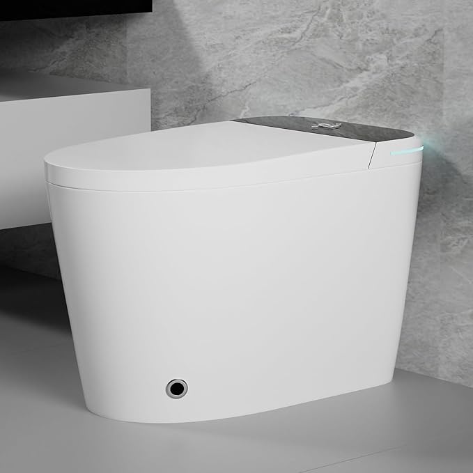 WinZo Smart Toilet with Bidet Built in,Tankless Toilets with Warm Water Sprayer and Dryer,Foot Sensor Operation, ADA Height Auto Smart Toilet with Fahrenheit LED Display