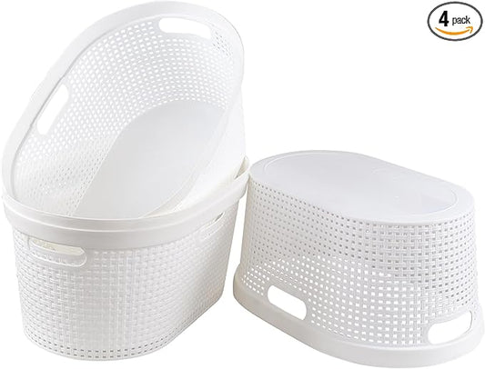 4-Pack Easy Carry Clothes Hamper, Laundry Basket for the Laundry Room, White