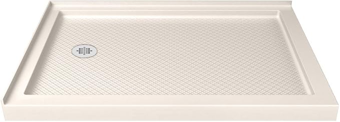 DreamLine SlimLine 36 in. D x 48 in. W x 2 3/4 in. H Left Drain Double Threshold Shower Base in Biscuit, DLT-1036481-22