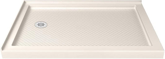 DreamLine SlimLine 36 in. D x 54 in. W x 2 3/4 in. H Left Drain Double Threshold Shower Base in Biscuit, DLT-1036541-22