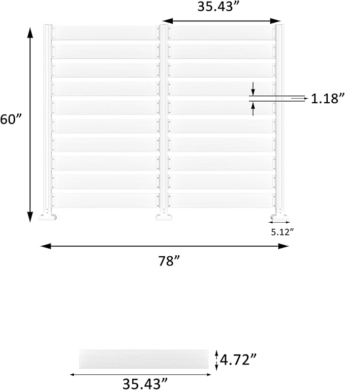 78” W x 60” H Wooden Air Conditioner Fences for Hard Ground & Soft Ground, 2 Outdoor Garden Fences, Privacy Screen Panels with Aluminum Stakes, Trash Can Pool Equipment Enclosure, White