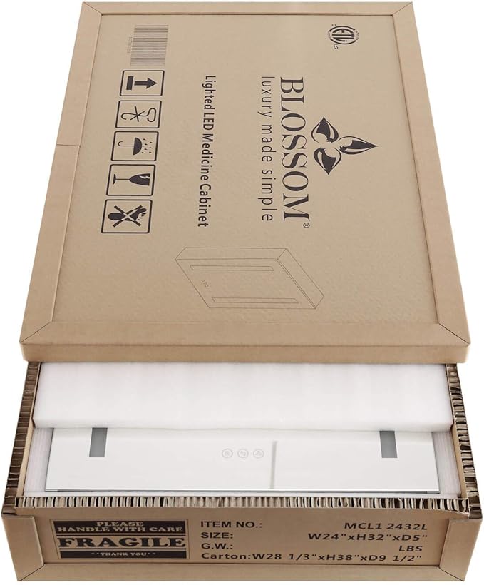 Blossom LED Medicine Cabinet Mirror for Bathroom, 24x32 Inch | Lighted Medicine Cabinet with Mirror | Recessed or Surface Makeup Mirror, Anti-Fog, 3 Color Dimmable, Outlets & USB Ports | P1(M)-30