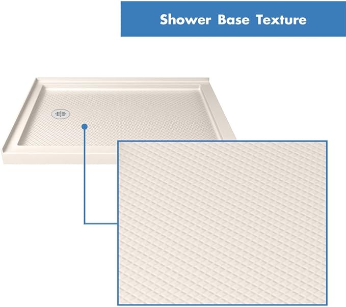 DreamLine SlimLine 32 in. D x 32 in. W x 2 3/4 in. H Corner Drain Double Threshold Shower Base in Biscuit, DLT-1032320-22