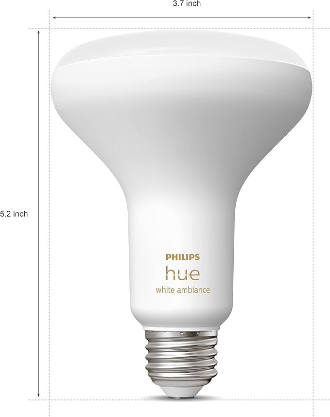 Philips Hue BR30 85W Smart LED Light Bulbs - White Ambiance - 4 Pack - 1200LM - E26 - Indoor - Control with App - Compatible with Alexa Google Assistant, and Apple Homekit