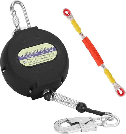 20 FT Retractable Safety Lanyard, Self Retracting Lanyard 20 FT with Inside Shock Absorber, No Tangle-20 Foot Retractable Fall Protection Lanyard Galvanized Steel Cable for Fall Arrest Roofing Gear