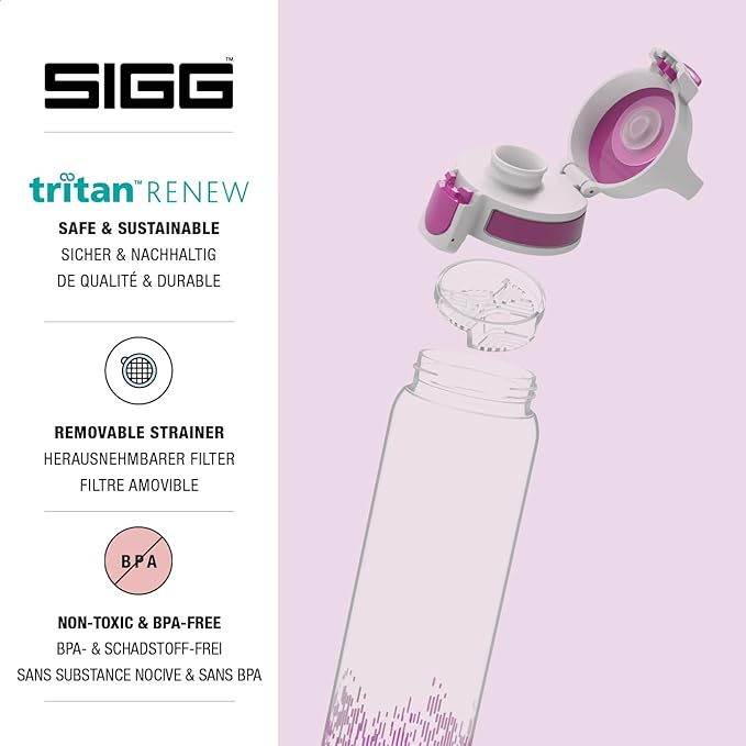 SIGG - Tritan Renew Transparent Water Bottle - Total Clear ONE MyPlanet - For Carbonated Beverages - Dishwasher Safe - With Fruit Strainer - Leakproof & Lightweight - BPA Free - 17 Oz / 25 Oz / 51 Oz