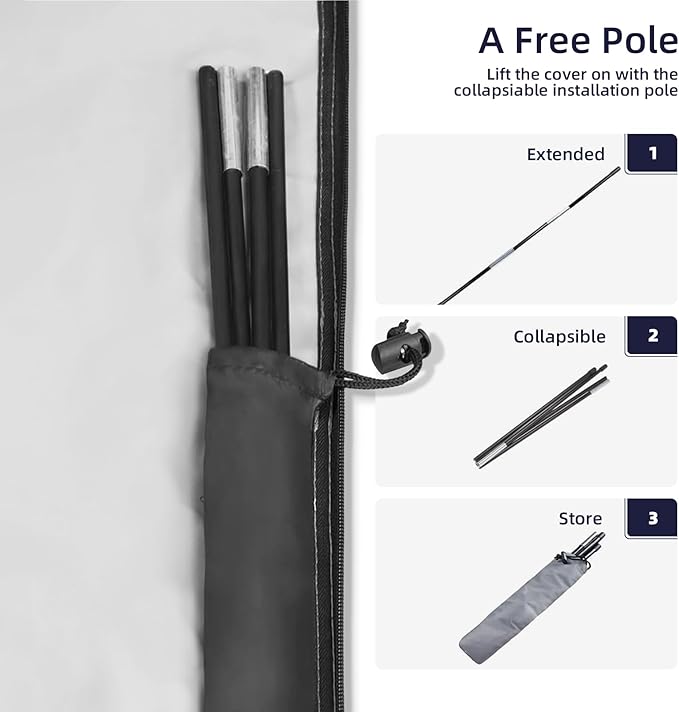 Patio Umbrella Cover,420D Waterproof Outdoor Umbrella Cover Garden Market Parasol Covers (Black, Fits Market Umbrella Up to 12 Feet DIA)