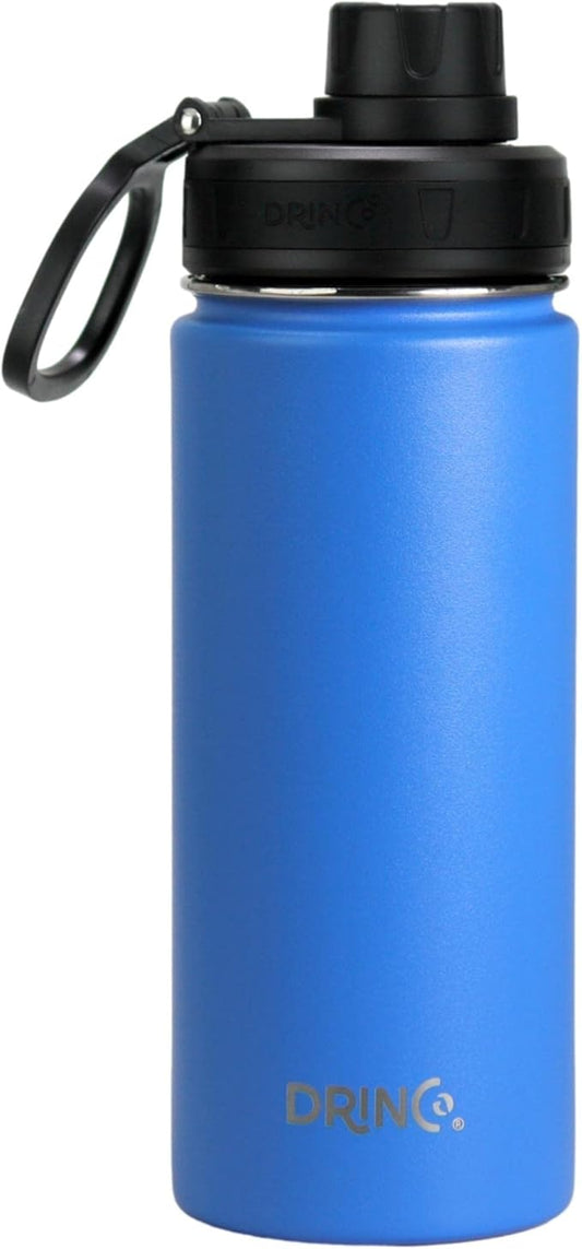 DRINCO Stainless Steel Water Bottle Spout Lid Vacuum Insulated Double Wall Water Bottle Wide Mouth (40oz 32oz 22oz 18oz 14oz) Leak Proof Keeps Cold or Hot (18 oz, 18oz Royal Blue)