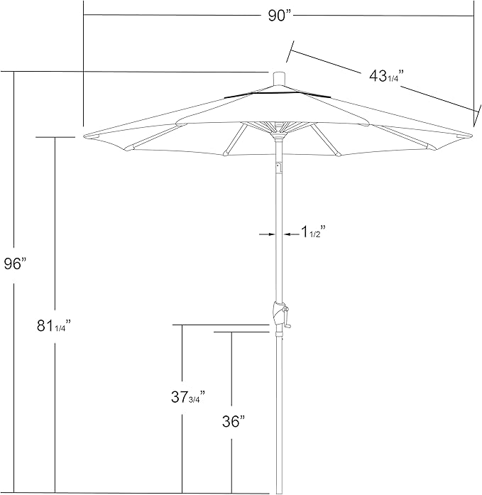 California Umbrella 7.5' Round Aluminum Market Umbrella, Crank Lift, Push Button Tilt, White Pole, Royal Blue Olefin