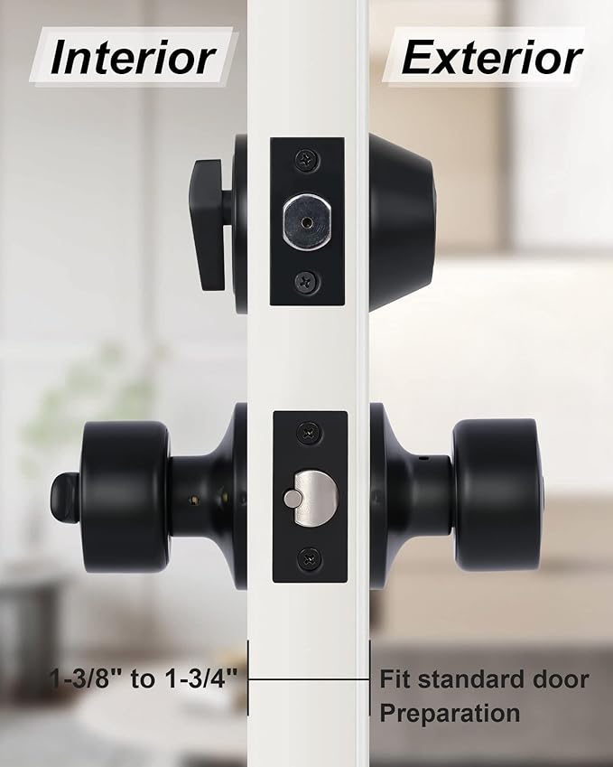 Lanwandeng Keyed Alike Entry Door Knobs and Single Cylinder Deadbolt Lock Combo Set Security for Entrance and Front Door, All Keyed Same Door Lock with Classic Matte Black Finish