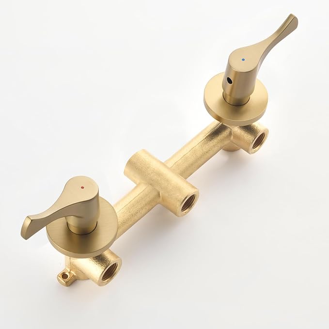 2 Handles Shower Faucet Set with Tub Spout Bathtub Shower Faucet Combo Set Shower System Complete Tub and Shower Trim Kit Wall Mounted Shower Fixtures Brushed Gold