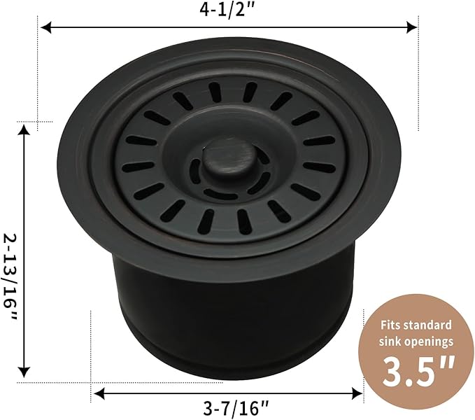 Akicon Kitchen Sink Oil Rubbed Bronze Finish Garbage Disposal Flange Stopper, One Size Disposal Rim, Fit 3-1/2 Inch Standard Sink Drain Hole 2.85" Height