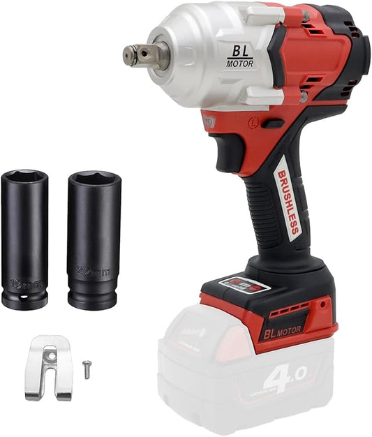 FSYAO 1/2 1000Nm Cordless Impact Wrench, Brushless Wrench. (Body only, no battery included)