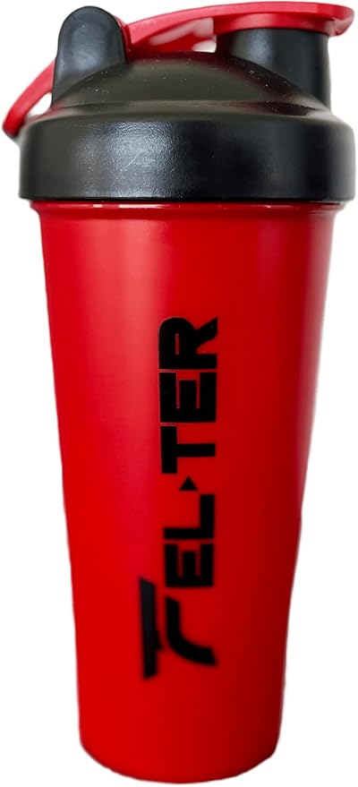 Protein Shaker Bottle – Shaker Bottle for Protein Mixes and Supplement Shakes, Protein Shaker Cup, Stainless Steel Shaker Ball Wire Whisk (Red, 24 - Ounce)