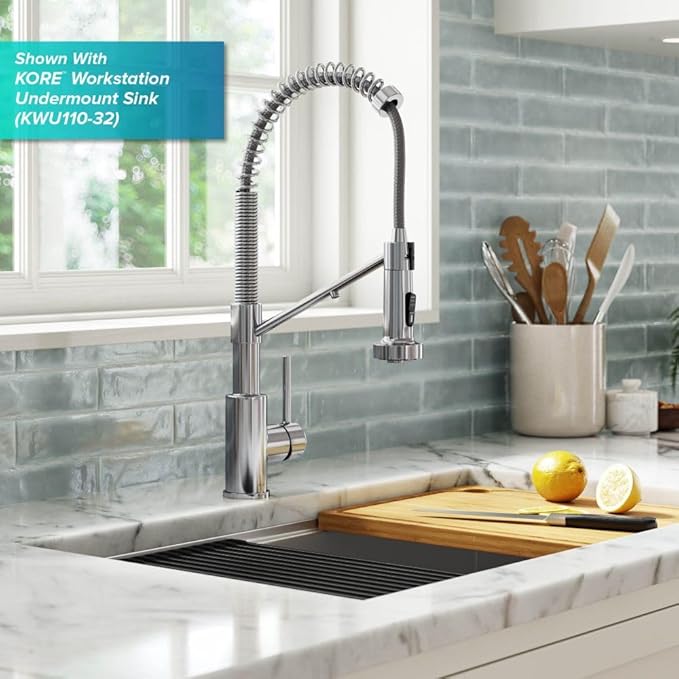KRAUS Bolden 2-in-1 Commercial Style Pull-Down Single Handle Water Filter Kitchen Faucet for Water Filtration System in Chrome, KFF-1610CH