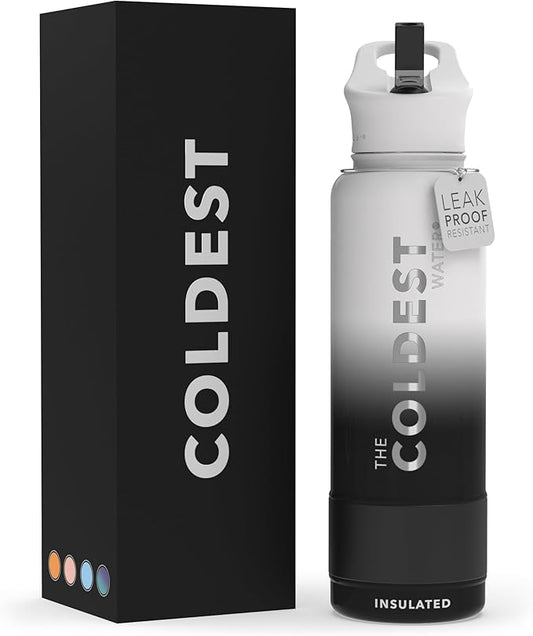 Coldest Sports Water Bottle with Straw Lid Vacuum Insulated Stainless Steel Metal Thermos Bottles Reusable Leak Proof Flask for Sports Gym (Hyperspace, 40 oz)