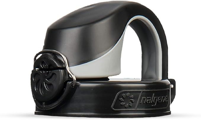 Nalgene Sustain Tritan BPA-Free Water Bottle Made with Material Derived from 50% Plastic Waste, 48 OZ, Wide Mouth, Blue & On The Fly Bottle Replacement Lid (Black/Gray), 22oz