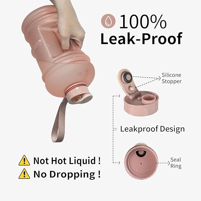 TOOFEEL 2.2 Liter 74 oz Reusable Clear Water Bottles - Leak Proof BPA Free Water Bottle that Tracks Water Intake with Visible Volume Water Jugs for Sports Bottle (Clear Matte Pink Water Bottle)