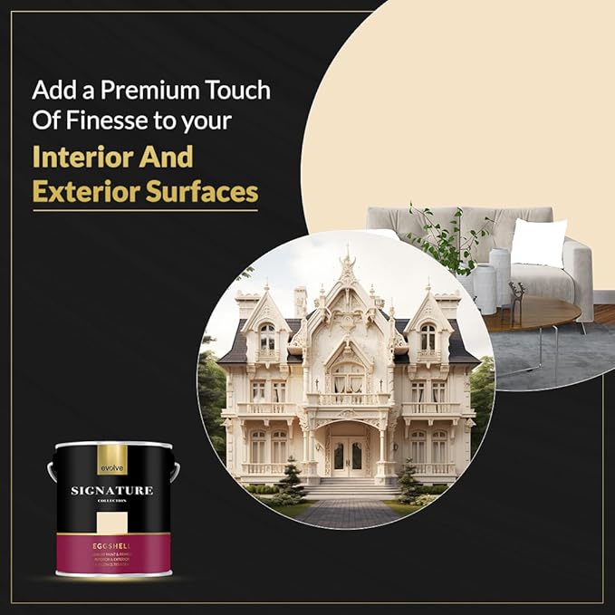 EVOLVE Signature Paint & Primer: Luxury Paint & Primer for Indoor & Outdoor Surfaces, Minimal Odor, Eggshell Sheen (Pinewood Yellow, 1 Gallon)