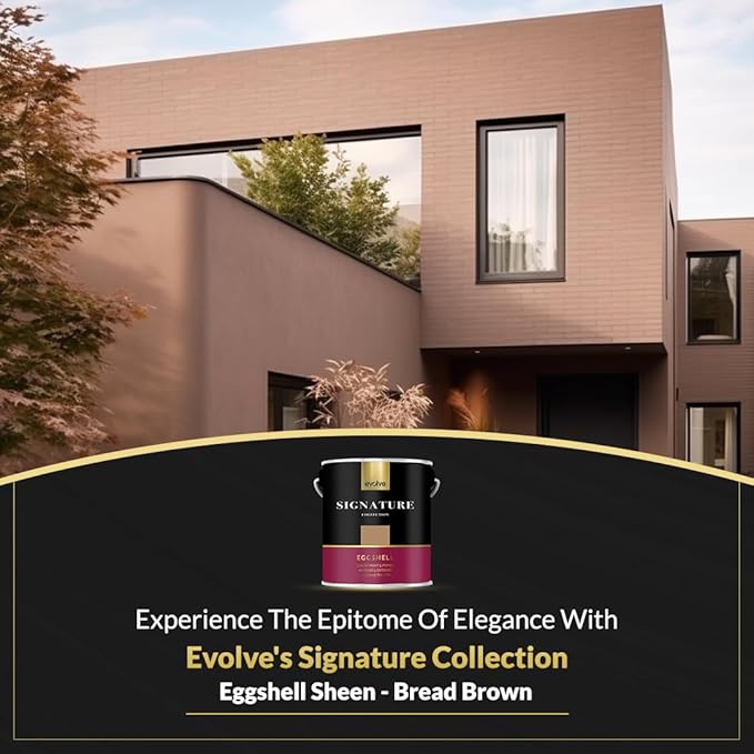 EVOLVE Signature Paint & Primer: Luxury Paint & Primer for Indoor & Outdoor Surfaces, Minimal Odor, Eggshell Sheen (Bread Brown, 1 Gallon)