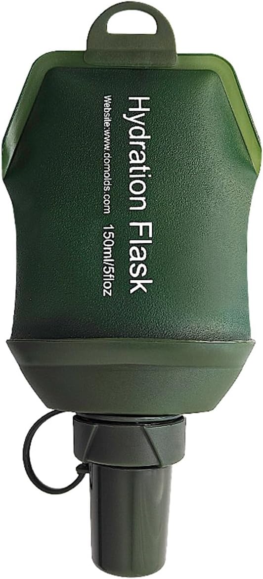 Green Soft Flask, TPU Foldable Running Hydration Flask, for Hydration Packs/Running Vests-Running, Hiking, Cycling Folding Bottle-5 oz (150 ml)