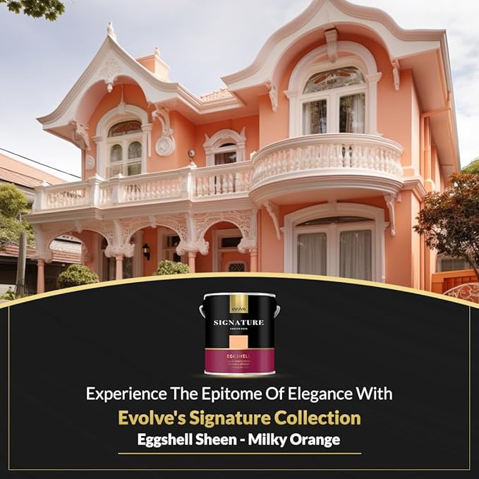 EVOLVE Signature Paint & Primer: Luxury Paint & Primer for Indoor & Outdoor Surfaces, Minimal Odor, Eggshell Sheen (Milky Orange, 1 Gallon)
