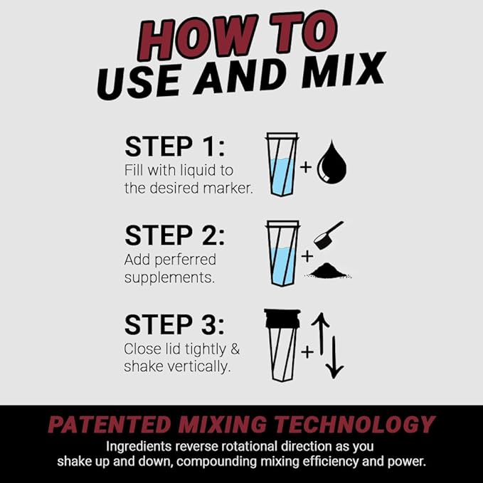 HELIMIX 1.5 Vortex Blender Shaker Bottle Holds Upto 20oz | No Blending Ball or Whisk | USA Made | Portable Pre Workout Whey Protein Drink Shaker Cup | Mixes Cocktails Smoothies Shakes | Top Rack Safe