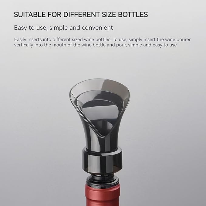 GeRRiT Black Wine Stopper Creative Petal Type Red Wine Vacuum Preservation Stopper Wine Pourer 2-in-1 Decanter Quick Wine Primer, Ideal Gift Accessories, short