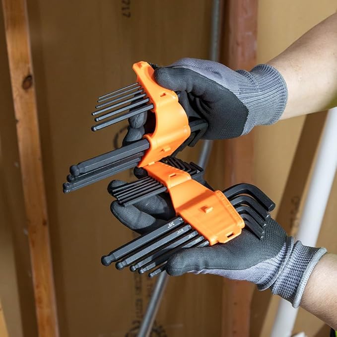 Klein Tools BLS10M 10-Key Metric Hex Key Caddy Set, L-Style Ball-End Keys, Sizes 1.5 to 10mm, Heat-Treated, Black Phosphate