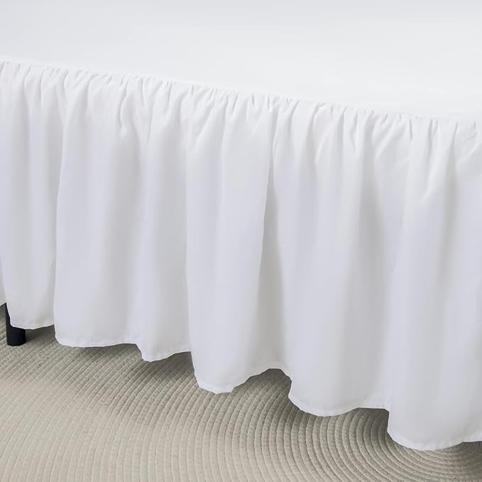 Bed Skirt, Bed Skirt Cal King Size Ruffled Bed Skirt with Split Corners, 14 Inch Drop Dust Ruffle Bed Skirt with Platform, White, Cal King -14" Drop