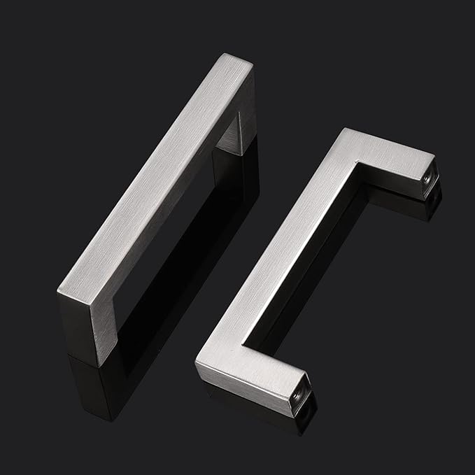 Probrico 10 Pack|Sqaure Kitchen Cabinet Pulls 3-1/2 inch Hole Center, Stainless Steel Furniture Cabinet Hardware, Brushed Nickel Cabinet Handles, 4 Inch Total Length