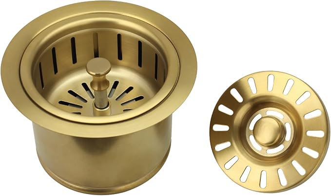 Akicon Kitchen Sink Brass Gold Finish Garbage Disposal Flange Stopper, One Size Disposal Rim, Fit 3-1/2 Inch Standard Sink Drain Hole 2.85" Height