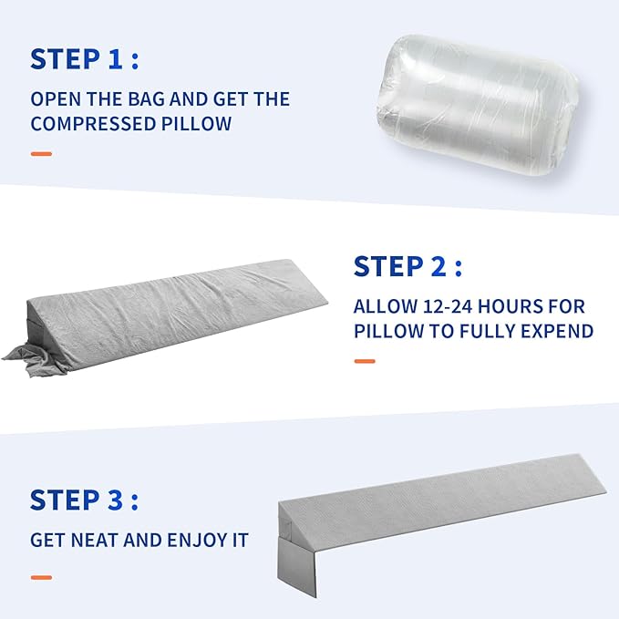 Full Size Pillow Wedge for Headboard Bed Wedge Pillow Gap Filller (0-8") High Density Foam Wedge Stoppers Triangle Foam Pillow Wedge Between Headboard Mattress