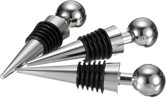 uxcell 3 Pcs Wine Bottle Corks, Vacuum Wine Bottle Stopper, Wine Stopper with Rubber Reusable Wine Corks, Suitable for Standard Bottle, Silver