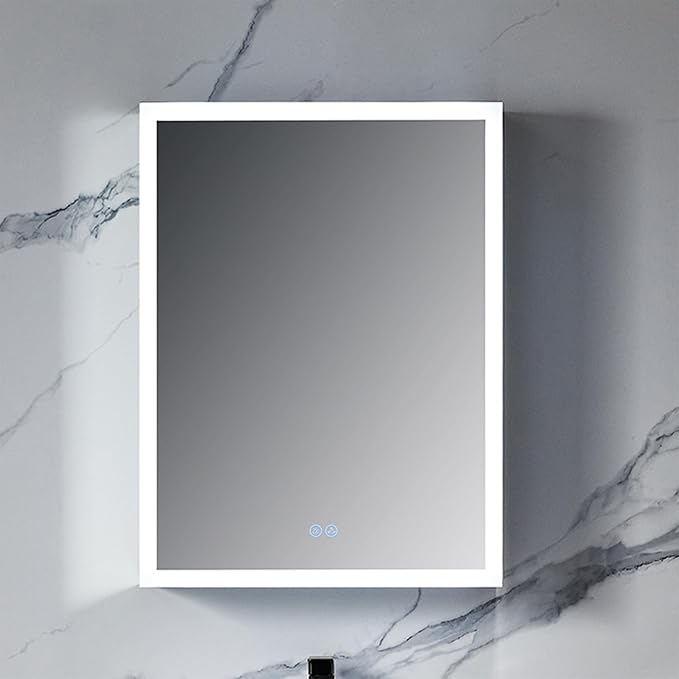Blossom LED Lighted Mirror Medicine Cabinet, 24x32 Inch, Right Hinge | Wall Mounted Recessed or Surface Bathroom LED Medicine Cabinet with Mirror, Makeup Mirror with Lights | Defogger, 3 Color Dimmer