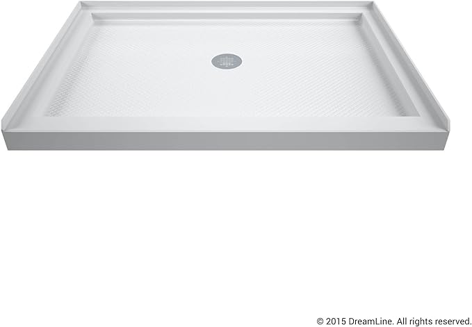 DreamLine SlimLine 34 in. D x 42 in. W x 2 3/4 in. H Center Drain Single Threshold Shower Base in White, DLT-1134420