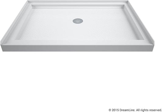 DreamLine SlimLine 34 in. D x 42 in. W x 2 3/4 in. H Center Drain Single Threshold Shower Base in White, DLT-1134420
