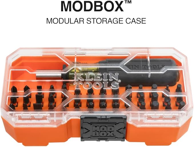 Klein Tools 33803 ProFlex 42-Bit Impact Driver Bit Set with Modular Case, S2 Steel, Magnetic, Adjustable Screwdriver