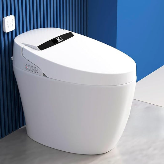 Glendan Smart Toilet Auto Flush: Auto Open Close Lid Seat - 3 Adjustable Heated One Piece Toilet for Bathrooms - Electric Modern Tankless Bidets with Night Lights Remote - Pre-Wetting Slow Close
