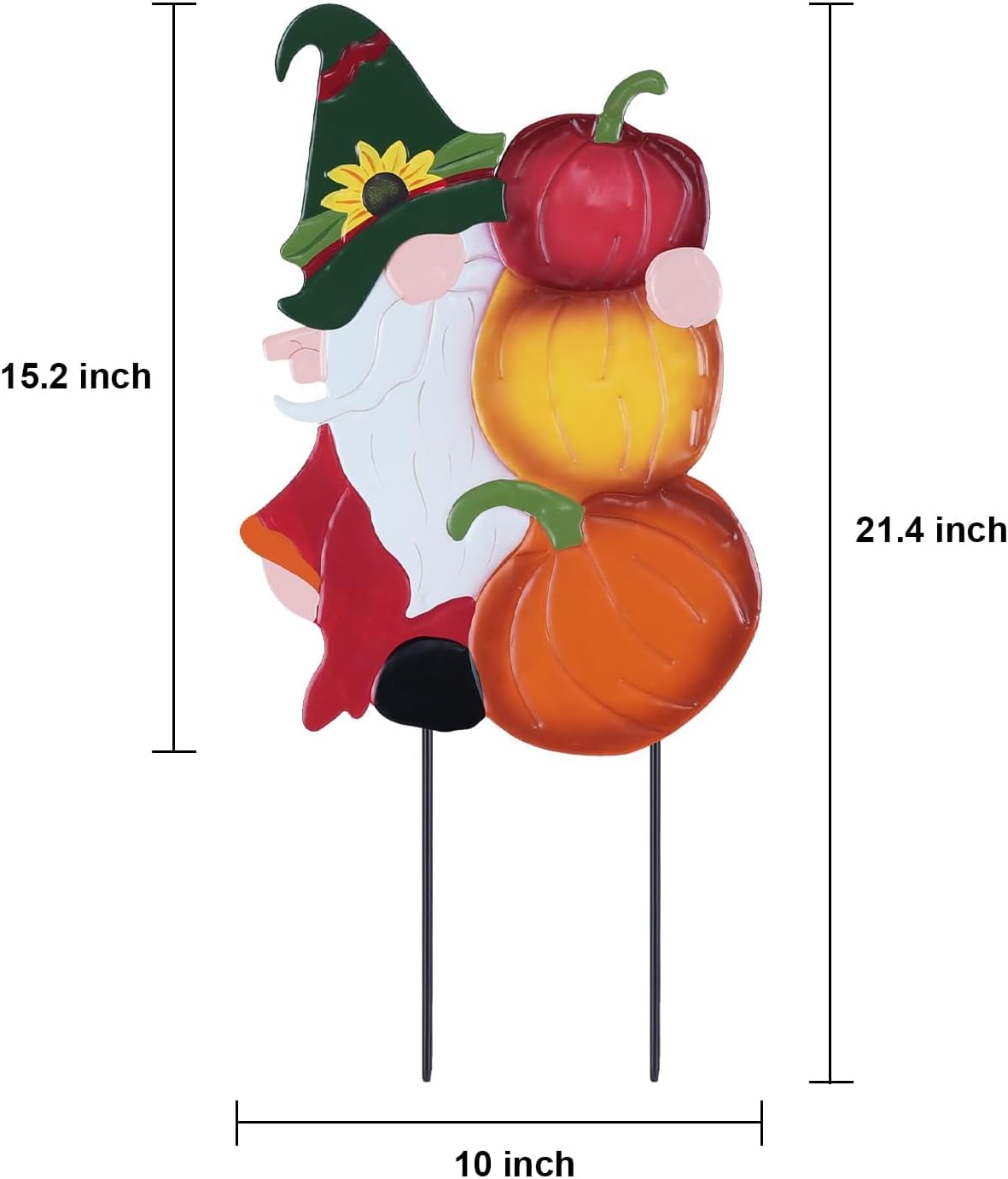 YEAHOME Fall Decorations Outdoor, Metal Gnome with Pumpkin Decorative Garden Stakes for Fall Decor, Autumn Yard Signs for Home Outside Garden Lawn Porch, Thanksgiving Decorations Outdoor (YHMD-476)