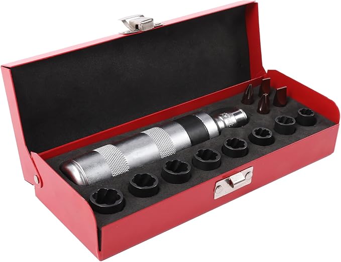1/2" Hand Manual Reversible Impact Driver Set Extractor-12 PCS Impact Screwdriver S2 Steel Much More Durable Disengage Rusted Fasteners (3/8)