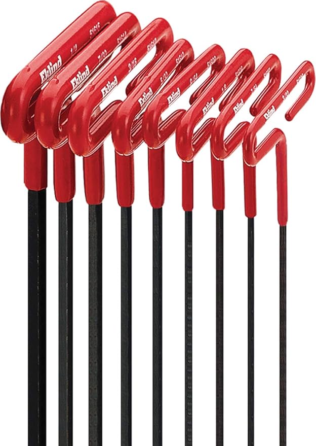 8pc Inch Cush Grip Hex T-Key Set,6 inch arm
