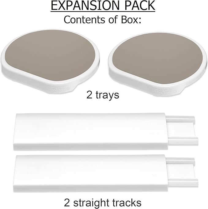 Expansion Pack - Greige - 2 Straight Tracks and 2 Trays. Does not Work Without the Lazy Susan Revolution Full Set (Sold Separately).