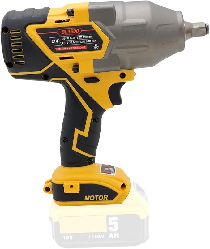 FSYAO 1100 ft-lbs(1500Nm) maximum torque, 20V 1/2 inch cordless impact wrench-brushless, 4-speed adjustment, automatic start and stop.(Host only/Without battery).