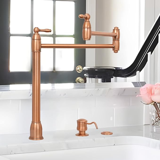 Akicon Garbage Disposal Kitchen Air Switch Kit, Dual Outlet Sink Top/Counter Top Waste Disposal On/Off Switch Kit, 2-1/2'' Max Countertop Thickness (Copper)