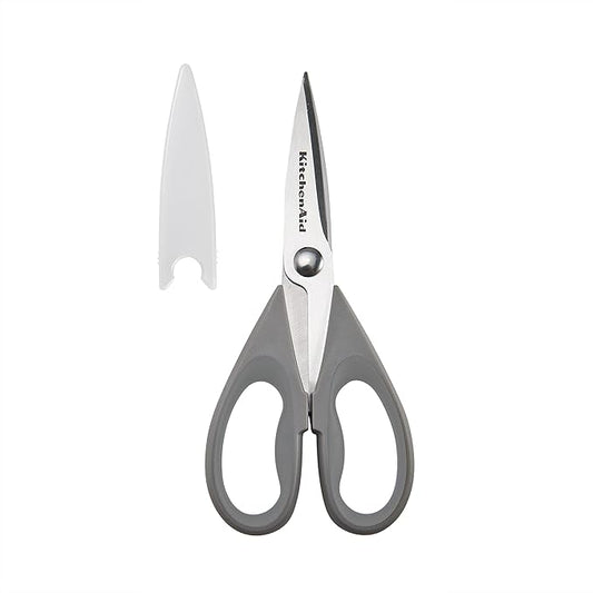 KitchenAid All Purpose Kitchen Shears with Protective Sheath for Everyday use, Dishwasher Safe Stainless Steel Scissors with Comfort Grip, 8.72-Inch, Gray